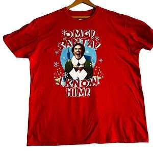 ELF WILL FERRELL OMG SANTA I KNOW HIM T-SHIRT SZ 2XL